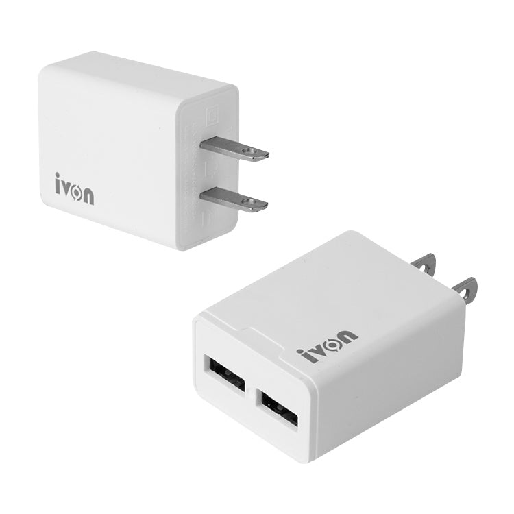 IVON AD38 5V 2.1A Dual USB Port Travel Charger, US Plug - USB Charger by IVON | Online Shopping UK | buy2fix