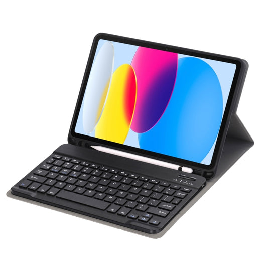 For iPad 11 2025 / 10th Gen 10.9 2022 A10B Lambskin Texture Ultra-thin Bluetooth Keyboard Leather Tablet Case with Pen Slot(Black)