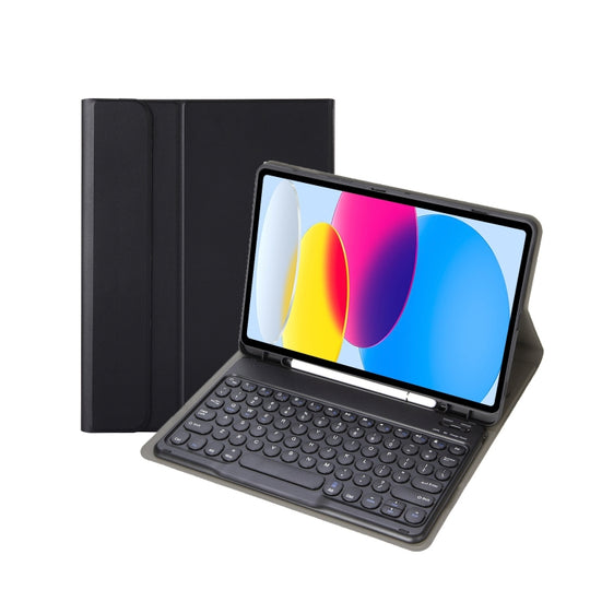 For iPad 11 2025 / 10th Gen 10.9 2022 YA10B Lambskin Texture Bluetooth Keyboard Leather Tablet Case with Pen Slot(Black)