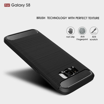 For Galaxy S8 Brushed Carbon Fiber Texture Shockproof TPU Protective Cover Case (Black) - Samsung Accessories by buy2fix | Online Shopping UK | buy2fix