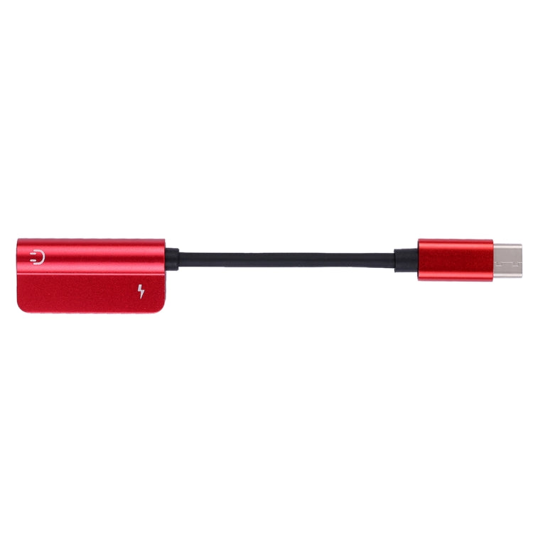 2 in 1 Cable Fast Charge Type-C Male to Type-C Female + 3.5mm Female Jack Headphone Adapter Converter, Supports Audio and Charging, Length: 12cm(Red) - Type-C Adapter by buy2fix | Online Shopping UK | buy2fix