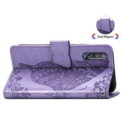 Butterfly Love Flowers Embossing Horizontal Flip Leather Case for Galaxy A70, with Holder & Card Slots & Wallet & Lanyard (Light Purple) by buy2fix