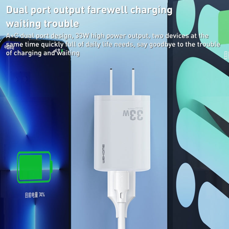 WK WP-U140 33W Power Series USB+USB-C/Type-C Fast Charger, Specifications: US Plug(White) - Apple Accessories by WK | Online Shopping UK | buy2fix