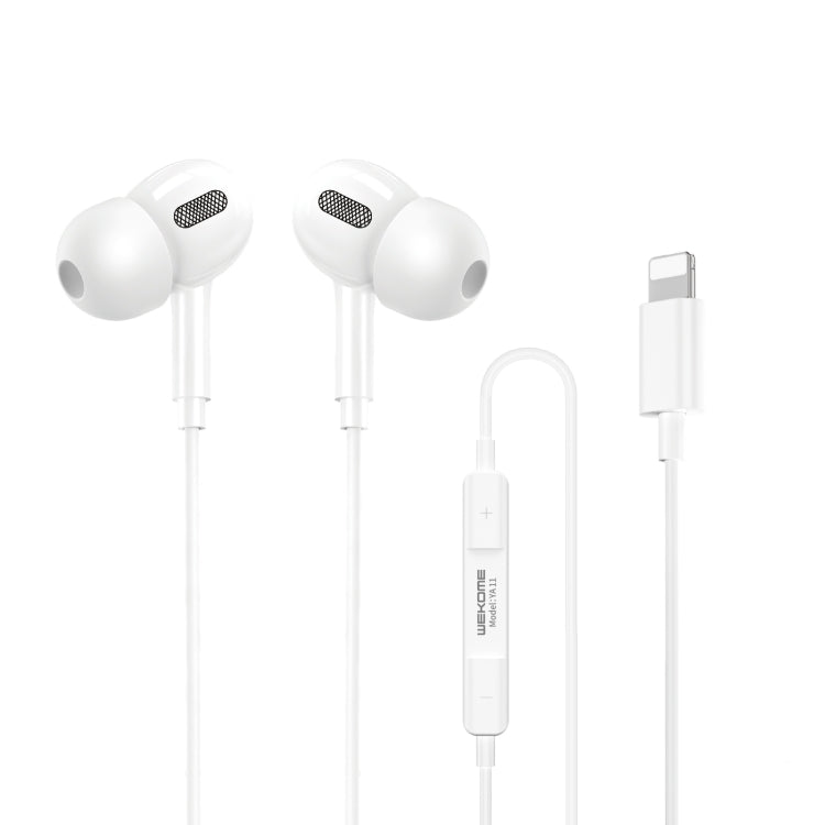 WK YA11 8 Pin Interface Wired Earphone,Length: 1.2m (White) - In Ear Wired Earphone by WK | Online Shopping UK | buy2fix