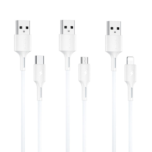 WK WDC-136 USB to Type-C / USB-C 3A Fast Charing Data Cable(White) by WK