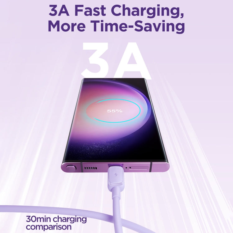 JOYROOM S-AC027A14 Multi-Color Series 3A USB to USB-C / Type-C Fast Charging Data Cable, Length:1.2m(Purple) -  by JOYROOM | Online Shopping UK | buy2fix