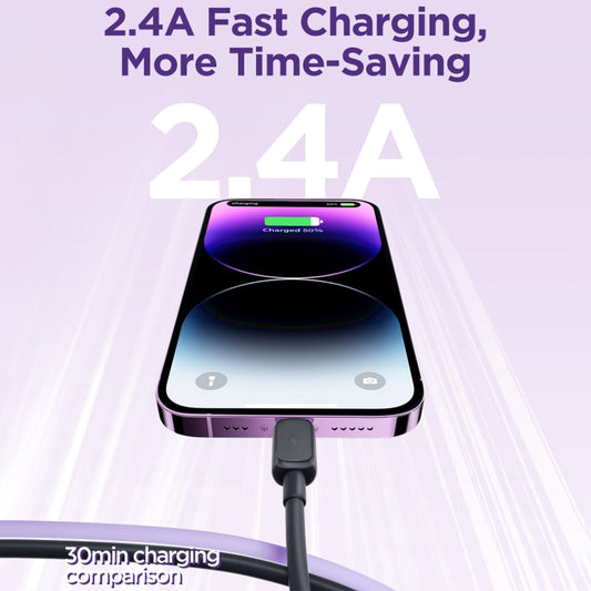 JOYROOM S-AL012A14 Multi-Color Series 2.4A USB to 8 Pin Fast Charging Data Cable, Length:1.2m(Black) by JOYROOM