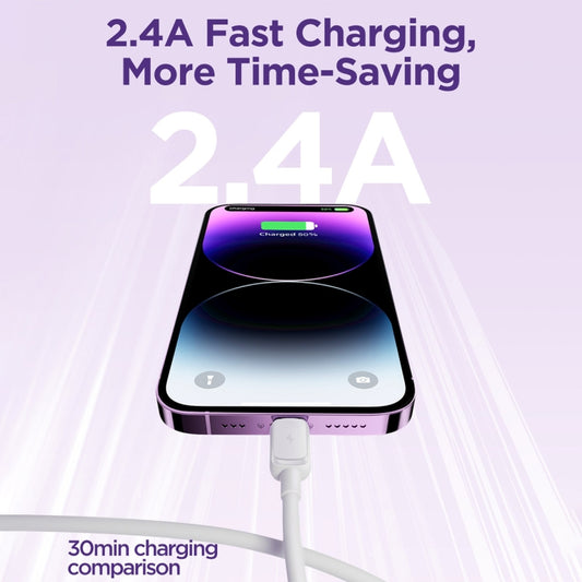 JOYROOM S-AL012A14 Multi-Color Series 2.4A USB to 8 Pin Fast Charging Data Cable, Length:1.2m(White) by JOYROOM