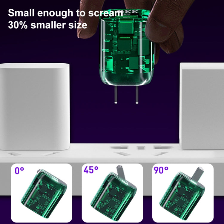 WEKOME WP-U115 33W USB+Type Dual Port GaN Fast Charger, Specification:CN Plug(Green) - USB Charger by WK | Online Shopping UK | buy2fix