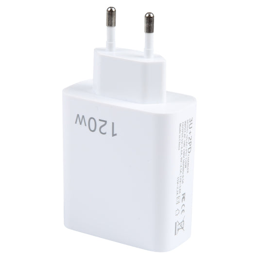 120W Dual PD Type-C + 3 x USB Multi Port Charger, EU Plug by buy2fix