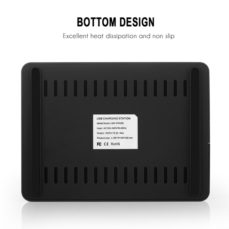 LMH-PW006 Multi-function 96W DC5V/19.2A (Max) Output 8 Ports USB Detachable Charging Station Smart Charger(Black) - Multifunction Charger by buy2fix | Online Shopping UK | buy2fix