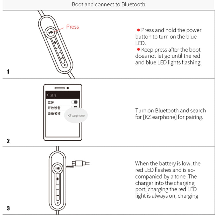 KZ ZS5 85cm Bluetooth 4.2 Wireless Advanced Upgrade Module Earphone Cable(Black) - Cable & Splitter by KZ | Online Shopping UK | buy2fix