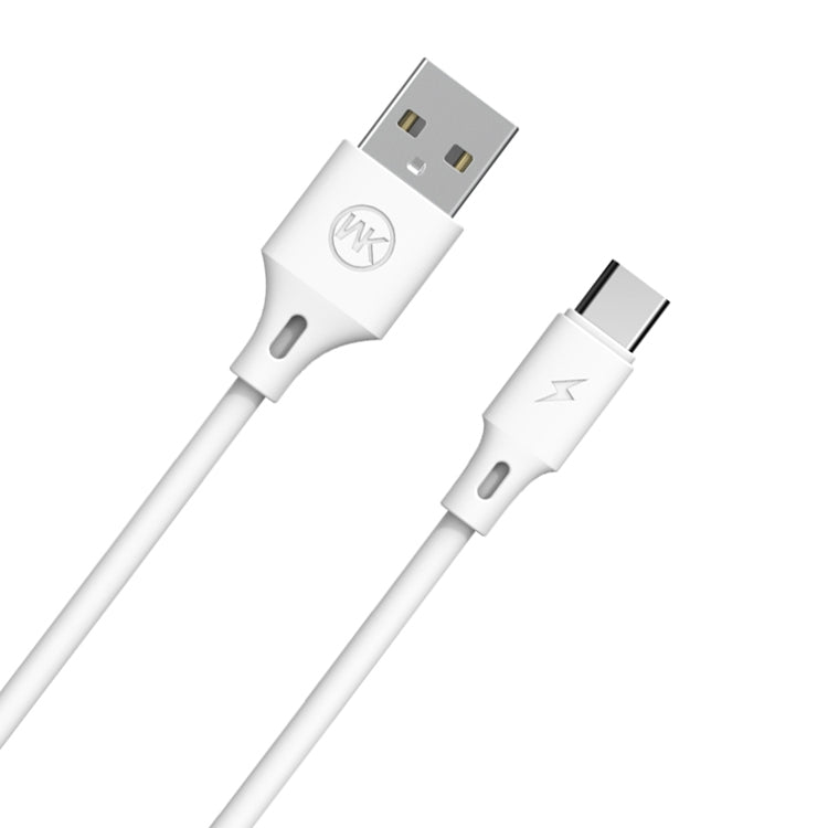 WK WDC-092 2m 2.4A Max Output Full Speed Pro Series USB to USB-C / Type-C Data Sync Charging Cable (White) - USB-C & Type-C Cable by WK | Online Shopping UK | buy2fix