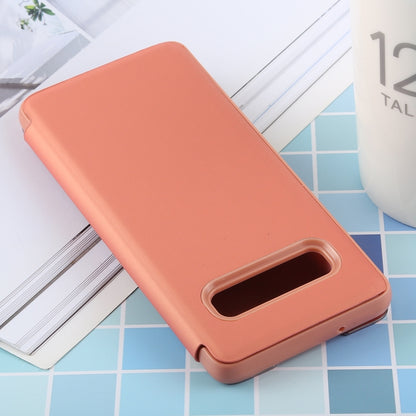 PU Electroplating Mirror Horizontal Flip Leather Case for Galaxy S10, with Holder (Rose Gold) - Samsung Accessories by buy2fix | Online Shopping UK | buy2fix