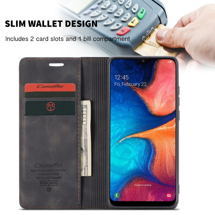 CaseMe-013 Multifunctional Retro Frosted Horizontal Flip Leather Case for Galaxy A20 / A30, with Card Slot & Holder & Wallet (Black) - Samsung Accessories by CaseMe | Online Shopping UK | buy2fix