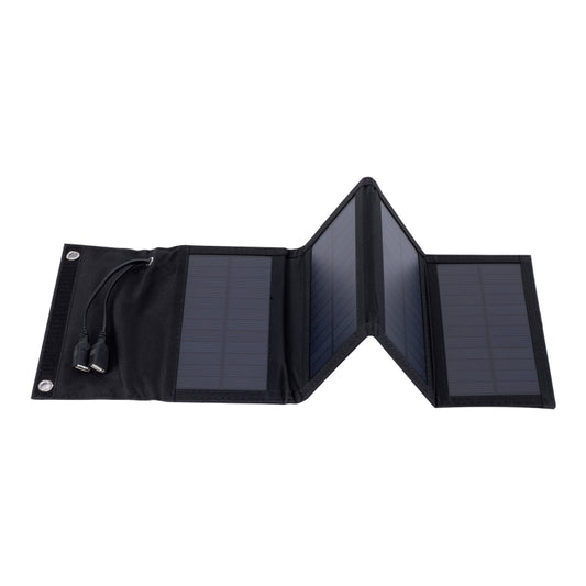 7W Monocrystalline Silicon Foldable Solar Panel Outdoor Charger with 5V Dual USB Ports (Black) by buy2fix
