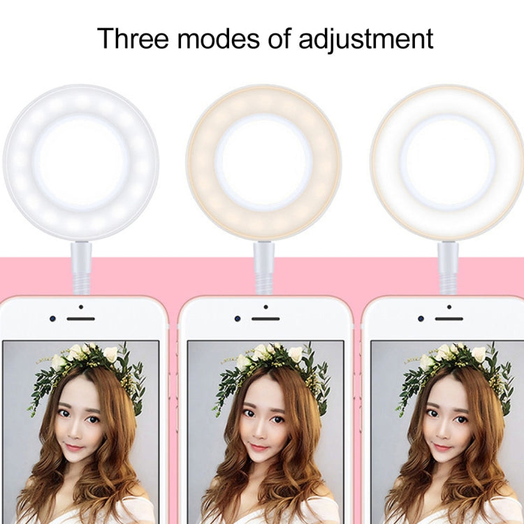 Clip Style Universal Cell Phone Holder Bracket Selfie Ring Light with 3-Color Light Adjustment, for Studio Recording, Live Broadcast, Live Show, KTV, etc.(Black) - Consumer Electronics by buy2fix | Online Shopping UK | buy2fix