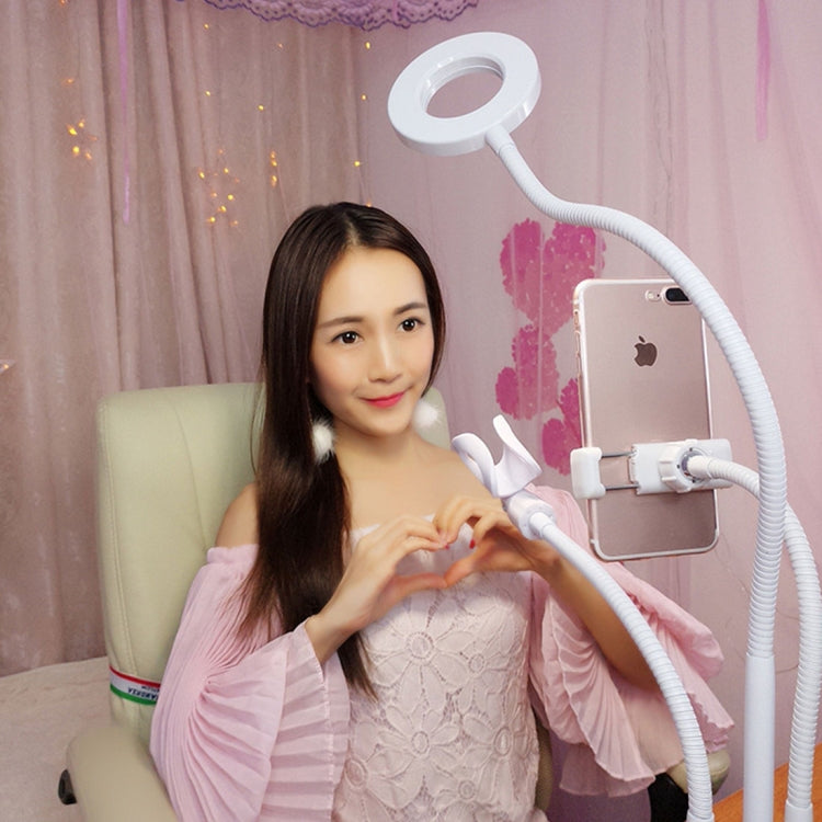 Clip Style Universal Cell Phone Holder Bracket Selfie Ring Light with 3-Color Light Adjustment, for Studio Recording, Live Broadcast, Live Show, KTV, etc.(White) - Consumer Electronics by buy2fix | Online Shopping UK | buy2fix