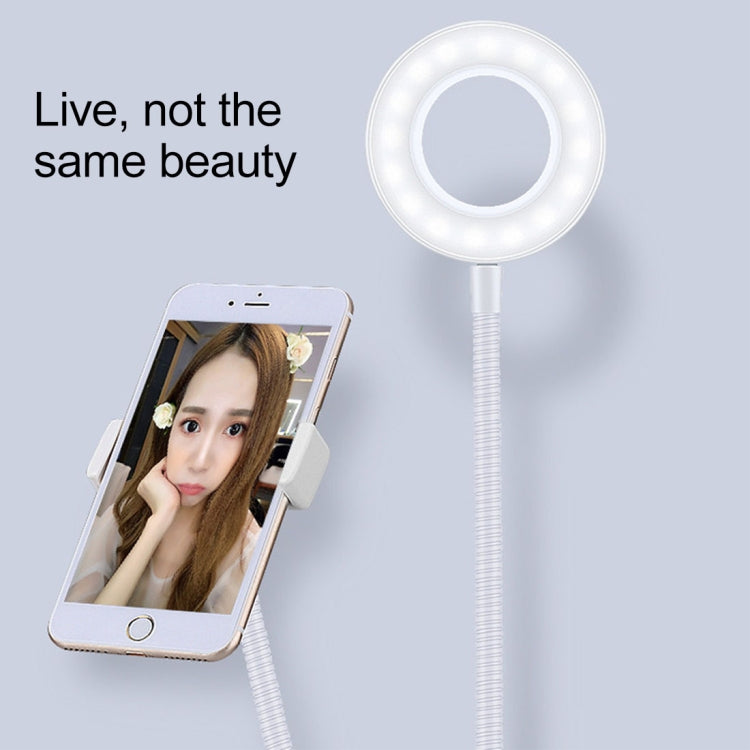 Universal Cell Phone Holder Bracket Selfie Ring Light with Microphone Clip & 3-Color Light Adjustment, for Studio Recording, Live Broadcast, Live Show, KTV, etc.(White) - Consumer Electronics by buy2fix | Online Shopping UK | buy2fix