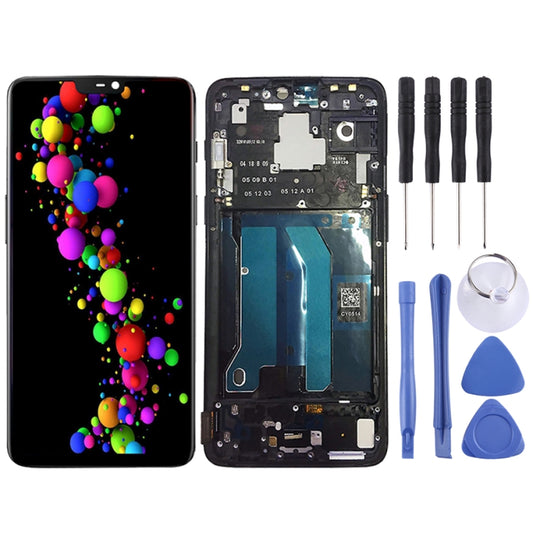 For OnePlus 6 Digitizer Full Assembly with Frame OEM LCD Screen (Black) by buy2fix