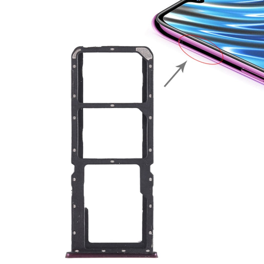 2 x plateau de carte SIM + plateau de carte Micro SD pour OPPO A7x / F9 / F9 Pro / Realme 2 Pro (rouge)