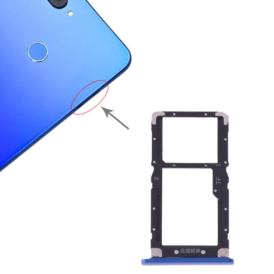 Plateau de carte SIM + carte SIM / carte Micro SD pour Xiaomi Mi 8 Lite (bleu)