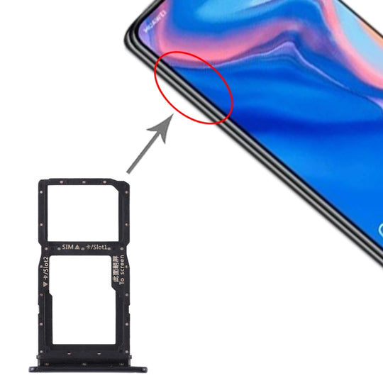 SIM-Kartenfach + SIM-Kartenfach / Micro-SD-Kartenfach für Huawei P Smart Z / Y9 Prime (2019) (Schwarz)