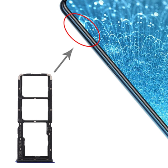 Plateau de carte SIM + plateau de carte SIM + plateau de carte Micro SD pour Vivo S1 (bleu)