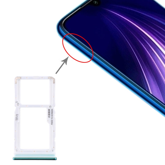 Plateau de carte SIM + plateau de carte SIM / plateau de carte Micro SD pour Xiaomi Redmi Note 8 Pro (vert)
