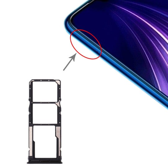Plateau de carte SIM + plateau de carte SIM + plateau de carte Micro SD pour Xiaomi Redmi Note 8 (noir)