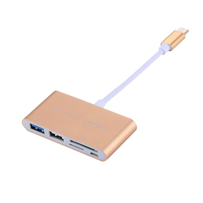 5 in 1 Micro SD + SD + USB 3.0 + USB 2.0 + Micro USB Port to USB-C / Type-C OTG COMBO Adapter Card Reader for Tablet, Smartphone, PC(Gold) - Computer & Networking by buy2fix | Online Shopping UK | buy2fix