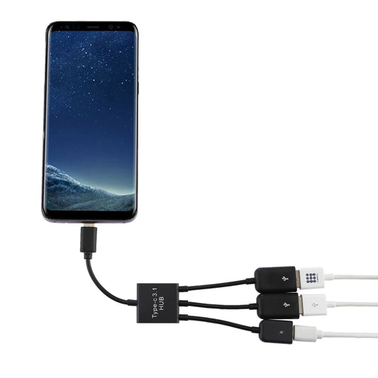 Portable USB-C / Type-C Male to Dual USB Ports Female + Micro USB Female Mini Cable Hub Splitter Adapter - Computer & Networking by buy2fix | Online Shopping UK | buy2fix