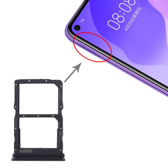 SIM-Kartenfach + NM-Kartenfach für Huawei Honor 30S / Nova 7 SE (Schwarz)