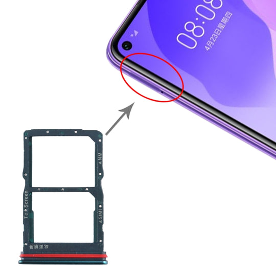 SIM-Kartenfach + NM-Kartenfach für Huawei Honor 30S / Nova 7 SE (Grün)