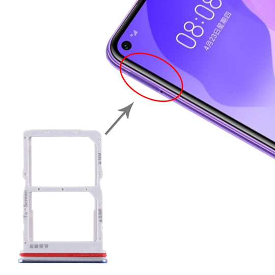 SIM-Kartenfach + NM-Kartenfach für Huawei Honor 30S / Nova 7 SE (Blau)