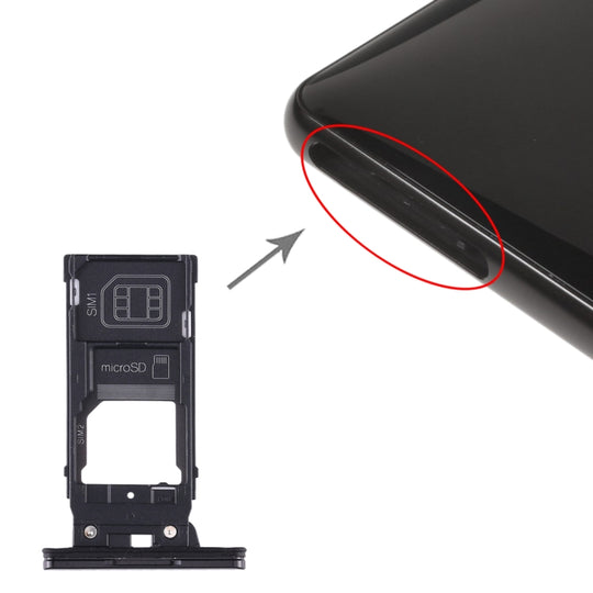 SIM-Kartenfach + SIM-Kartenfach + Micro-SD-Kartenfach für Sony Xperia XZ2 (Schwarz)