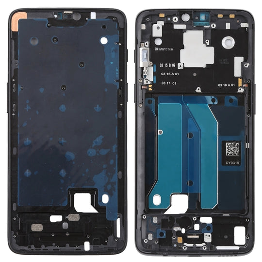 Plaque de cadre LCD du boîtier avant avec touches latérales pour OnePlus 6 (noir de jais)