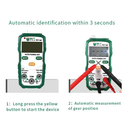 BEST BST-58F Full Automatic Range Multimeter Without Shift Intelligent Identification Digital Multimeter Household Mini Electrical Instrument - Consumer Electronics by BEST | Online Shopping UK | buy2fix