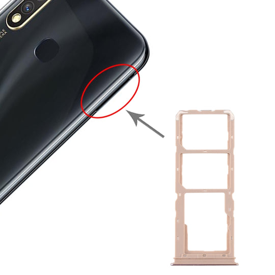 Plateau de carte SIM + plateau de carte SIM + plateau de carte Micro SD pour Vivo Y5s (or)