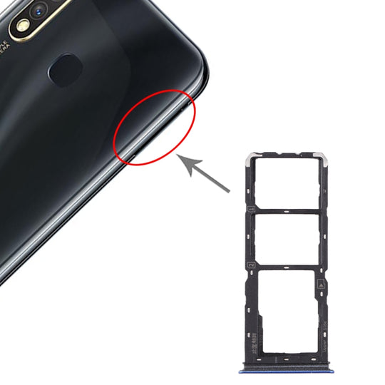 Plateau de carte SIM + plateau de carte SIM + plateau de carte Micro SD pour Vivo Y5s (bleu)