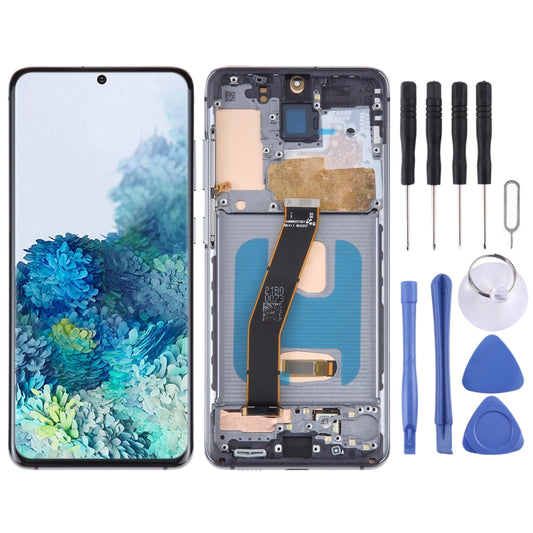 OLED Material LCD Screen for Samsung Galaxy S20 SM-G980 Digitizer Full Assembly With Frame(Black) - Repair & Spare Parts by buy2fix | Online Shopping UK | buy2fix