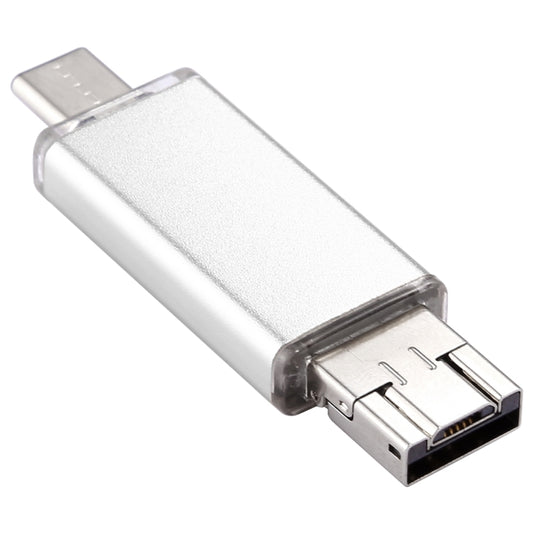 128GB 3 in 1 USB-C / Type-C + USB 2.0 + OTG Flash Disk, For Type-C Smartphones & PC Computer(Silver) by buy2fix