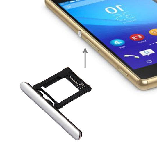 Micro-SD-Kartenfach + Staubschutzstecker für den Kartensteckplatz für Sony Xperia XZ Premium (Einzel-SIM-Version) (Silber)