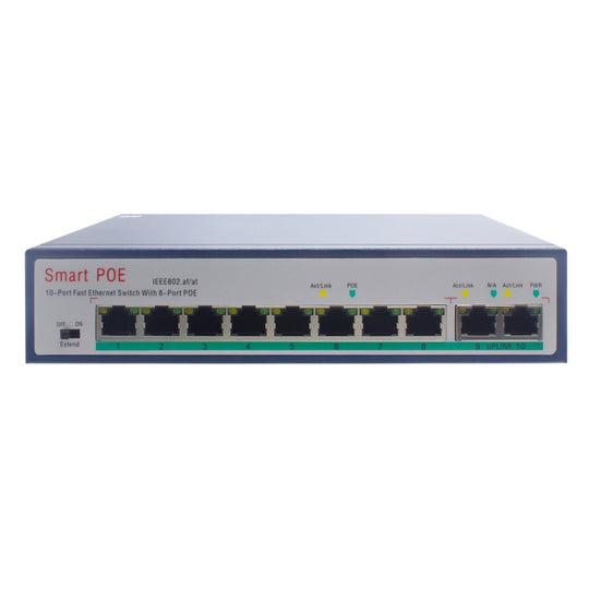 ESCAM POE 8+2 Commutateur Fast Ethernet 10 ports Commutateur réseau POE 8 ports 10/100 M 120 W, distance de transmission : 150 m (bleu)