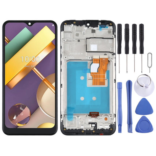LCD-Bildschirm und Digitizer-Vollmontage mit Rahmen für LG K22 LMK200Z, LMK200E, LMK200B, LM-K200 (Schwarz)