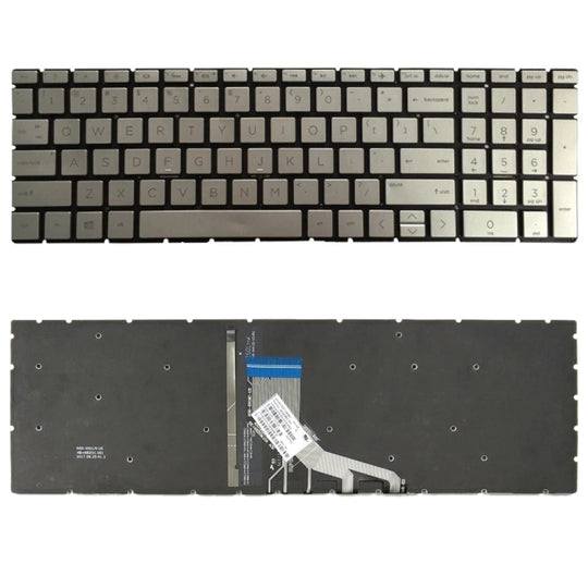 US-Version Tastatur mit Tastaturbeleuchtung für HP 15-DA 15-DA0002DX 15-DA0008CA 15-DB 15-DB0003CA TPN-C135 TPN-C136 (Silber)