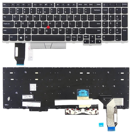 Clavier version américaine pour Lenovo Thinkpad E580 E585 E590 E595 T590 P53S L580 L590 P52 P72 P53 P73 (argent)