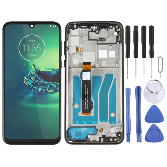 LCD-Bildschirm und Digitizer-Vollmontage mit Rahmen für Motorola Moto G8 Plus XT2019 XT2019-2 (Schwarz)