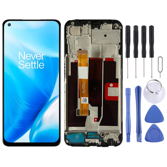For OnePlus Nord N200 5G DE2118 Digitizer Full Assembly with Frame OEM LCD Screen (Black)