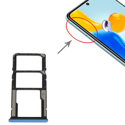 SIM Card Tray + SIM Card Tray + Micro SD Card Tray For Xiaomi Redmi Note 11S 5G (Blue) - Card Tray by buy2fix | Online Shopping UK | buy2fix